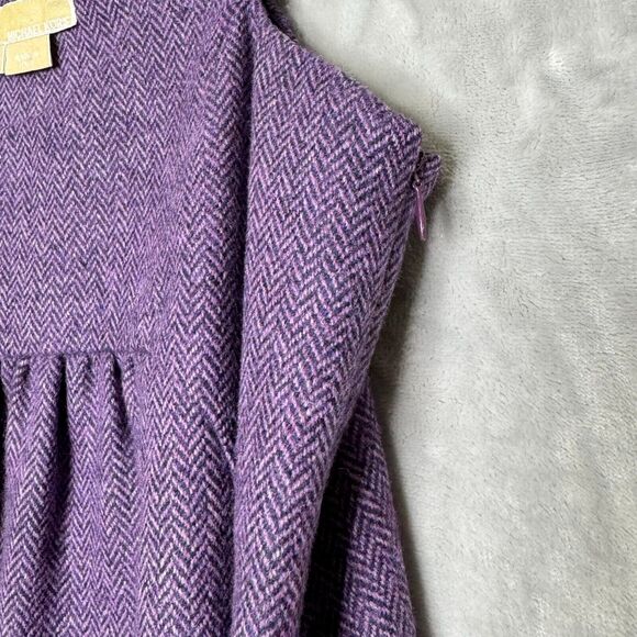 Michael Kors Made In Italy Dress Womens 6 Purple Violet Wool Herringbone Jumper - Picture 4 of 14